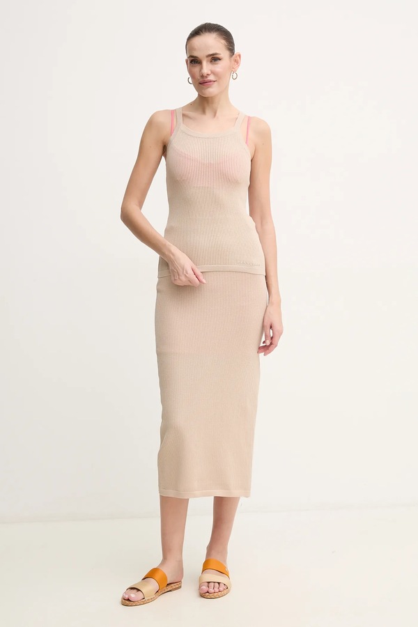 Спідниця DKNY колір бежевий