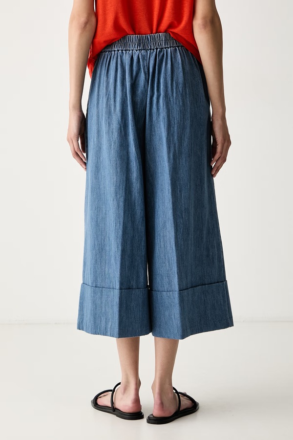 Брюки culottes женские с хлопком United Colors of Benetton цвет голубой фото 2
