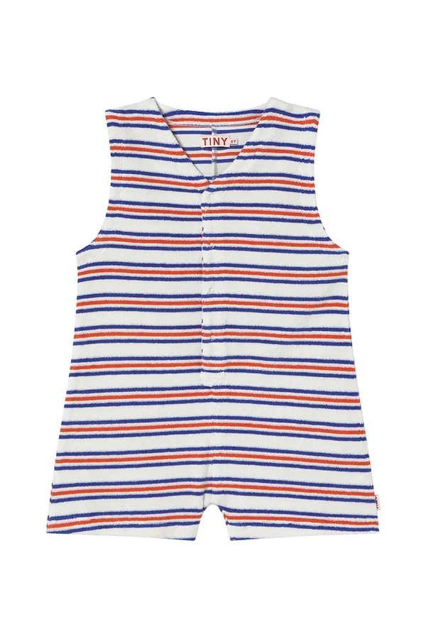 Дитячий бавовняний комбінезон Tinycottons STRIPES MULTICOLOR JUMPSUIT колір білий
