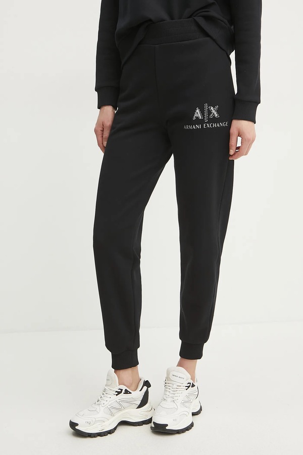 Бавовняні спортивні штани Armani Exchange колір чорний