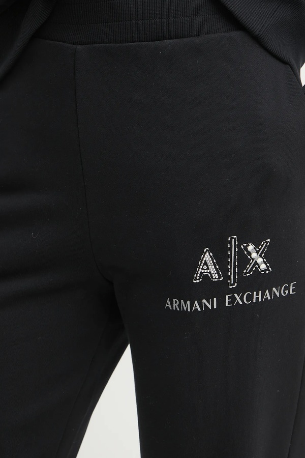 Бавовняні спортивні штани Armani Exchange колір чорний фото 4