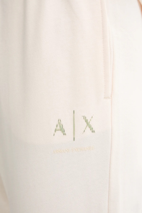 Бавовняні спортивні штани Armani Exchange колір бежевий фото 4