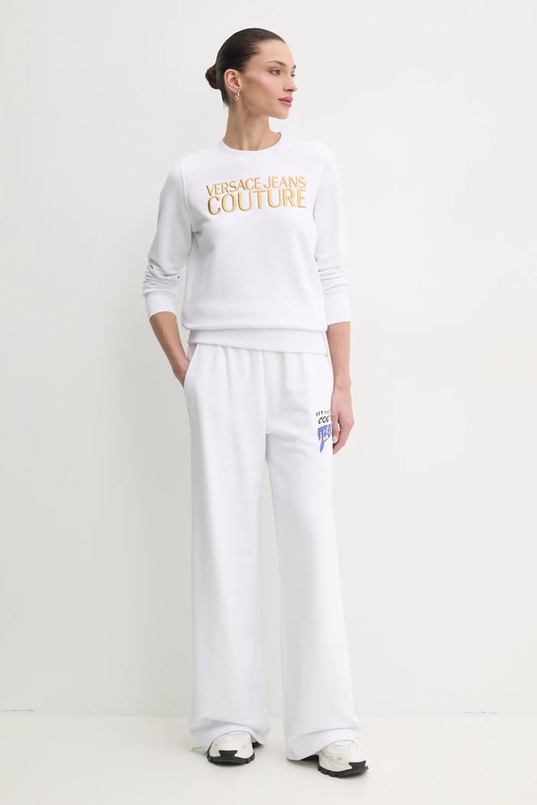 Бавовняні спортивні штани Versace Jeans Couture колір білий
