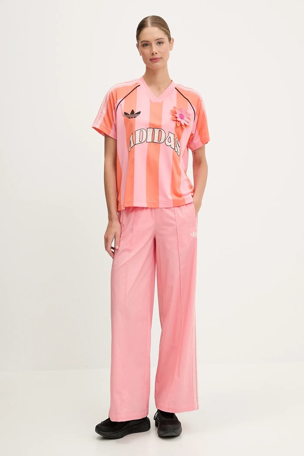 Штани adidas Originals Wideleg Pant колір рожевий