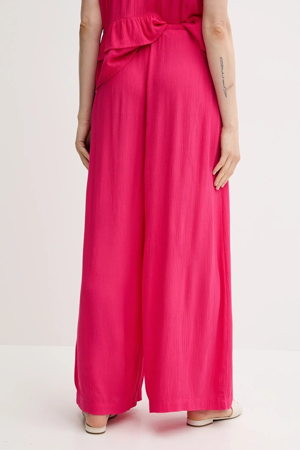 Брюки wide leg женские вискозные United Colors of Benetton цвет розовый фото 2