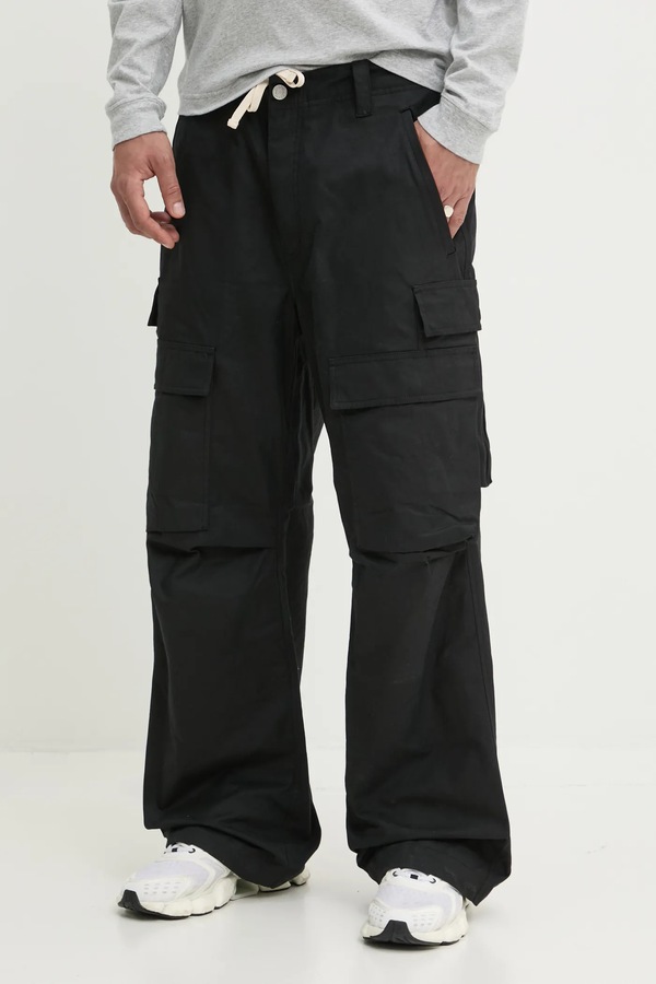 Бавовняні штани PURPLE BRAND WOVEN CARGO PANT колір чорний