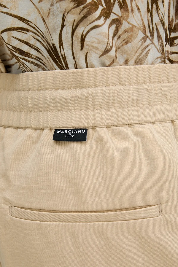 Штани з домішкою льону Marciano by Guess DANIEL колір бежевий фото 4