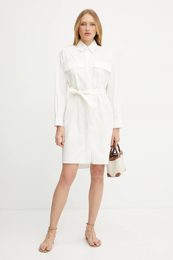 Хлопковая платье Weekend Max Mara цвет бежевый