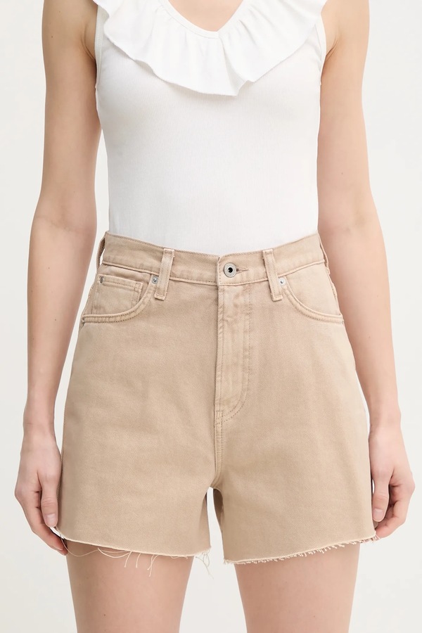 Джинсовые шорты Pepe Jeans A-LINE SHORT UHW RACHEL цвет бежевый