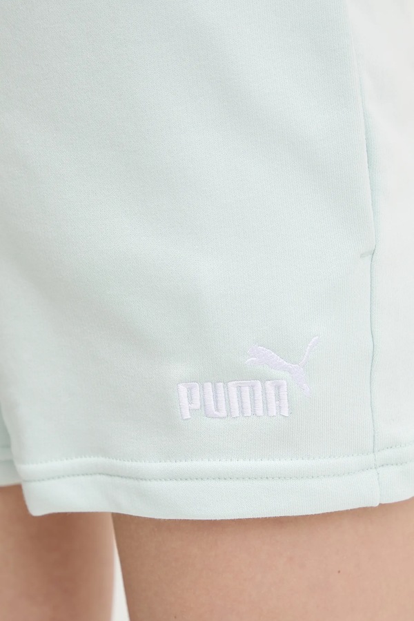 Трикотажні шорти жіночі з бавовною Puma колір бірюзовий фото 4