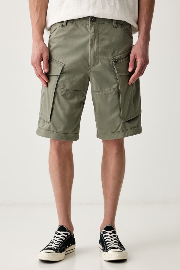 Шорти cargo чоловічі бавовняні з еластаном G-Star Rovic zip relaxed 1\2 колір зелений