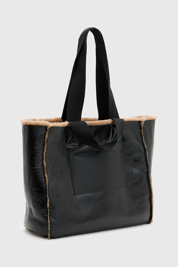 Двостороння шкіряна сумочка AllSaints IZZY SHEARLING колір коричневий фото 4