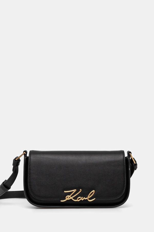Сумка крос-боді жіноча шкіряна Karl Lagerfeld K/SIGNATURE колір чорний