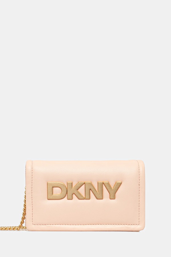 Шкіряна сумочка DKNY колір бежевий