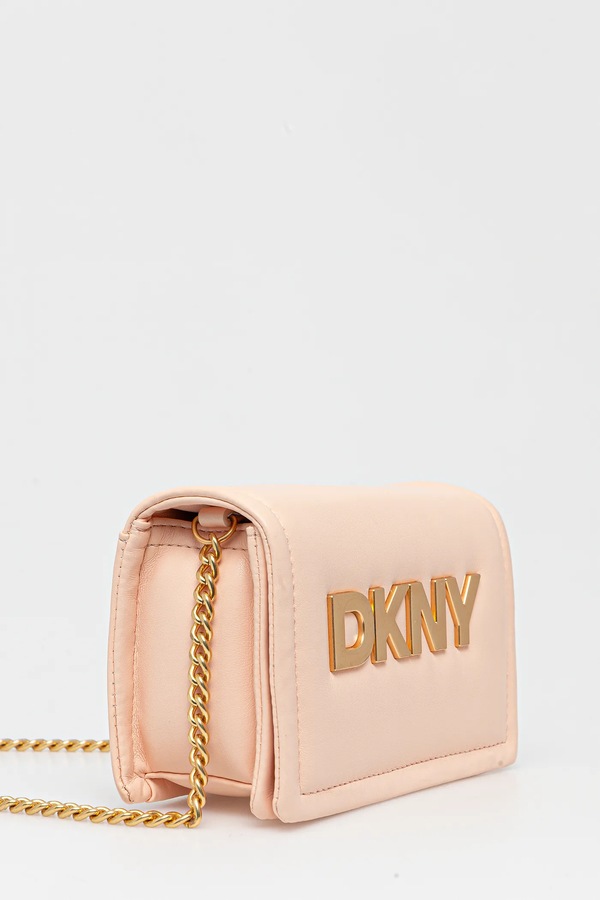 Шкіряна сумочка DKNY колір бежевий