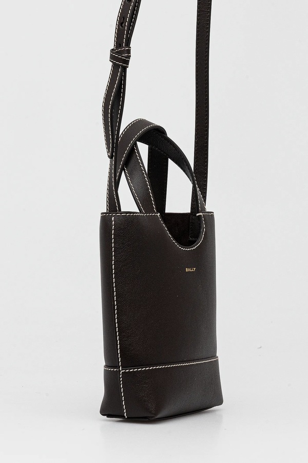 Шкіряна сумочка Bally колір коричневий