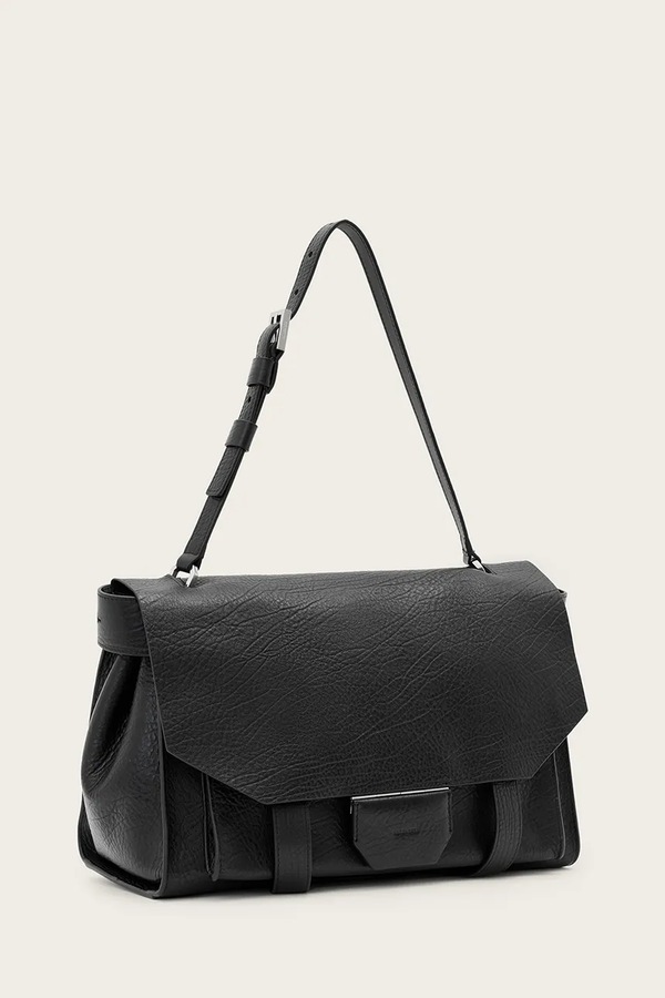 Сумочка шкіряна AllSaints URSA колір чорний фото 3