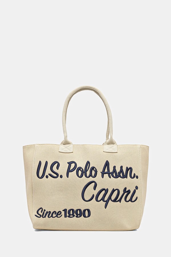 Бавовняна сумка U.S. Polo Assn. Pool колір бежевий