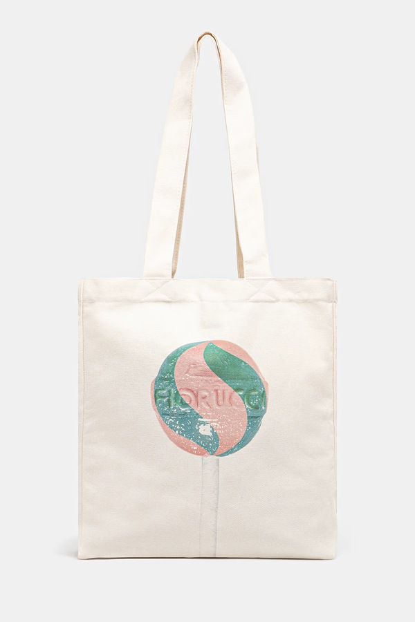 Хлопковая сумка Fiorucci Lollipop Print Canvas Tote цвет бежевый