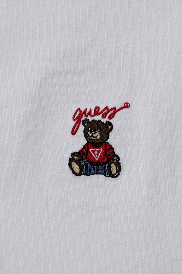 Дитяча бавовняна футболка Guess колір білий фото 3