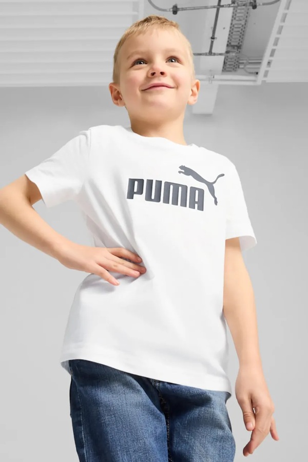 Дитяча бавовняна футболка Puma ESS No. 1 Logo Tee колір білий