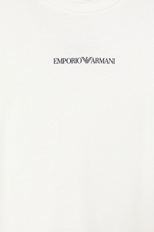 Детская хлопковая футболка Emporio Armani цвет белый фото 2