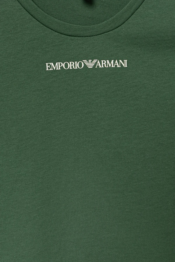 Детская хлопковая футболка Emporio Armani цвет зеленый фото 2
