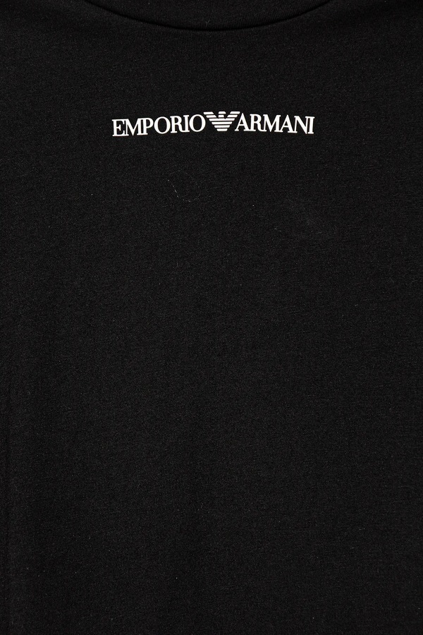 Дитяча бавовняна футболка Emporio Armani колір чорний фото 2