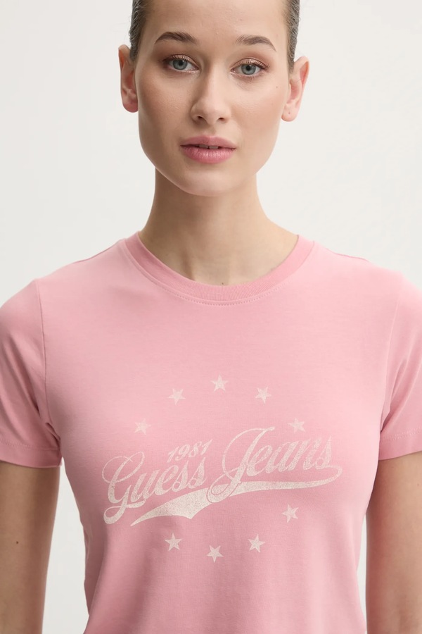 Футболка Guess Jeans колір рожевий фото 4