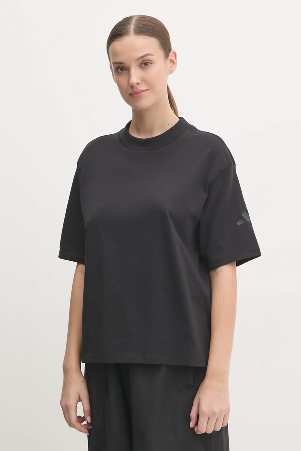 Хлопковая футболка adidas Essentials цвет черный