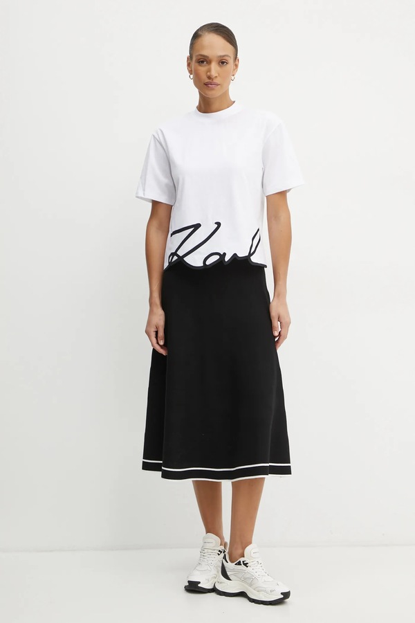 Хлопковая футболка Karl Lagerfeld KARL SIGNATURE цвет белый