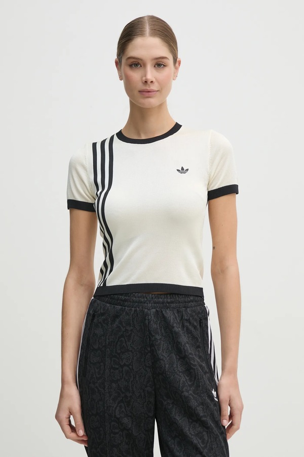 Футболка adidas Originals KNITTED 3S TEE колір бежевий