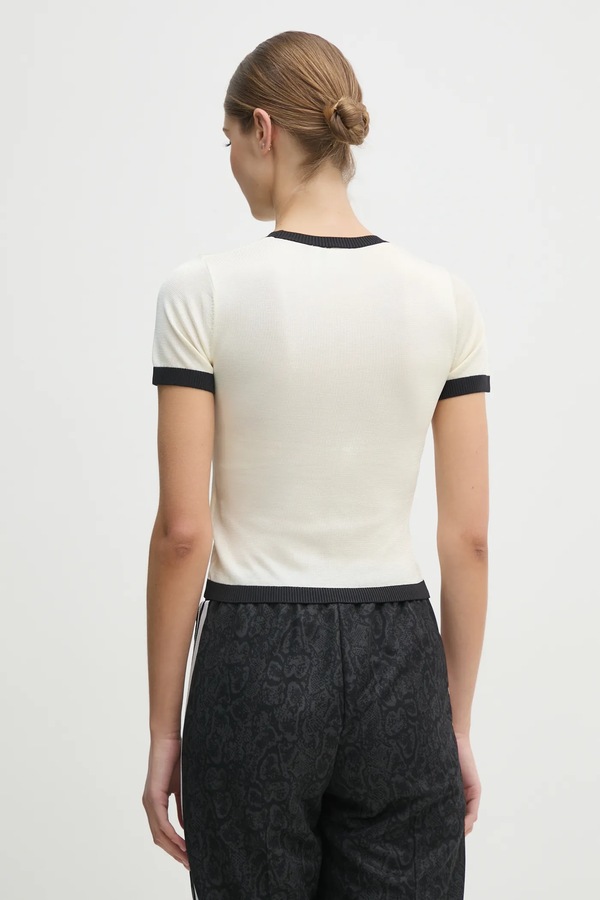 Футболка adidas Originals KNITTED 3S TEE колір бежевий фото 2