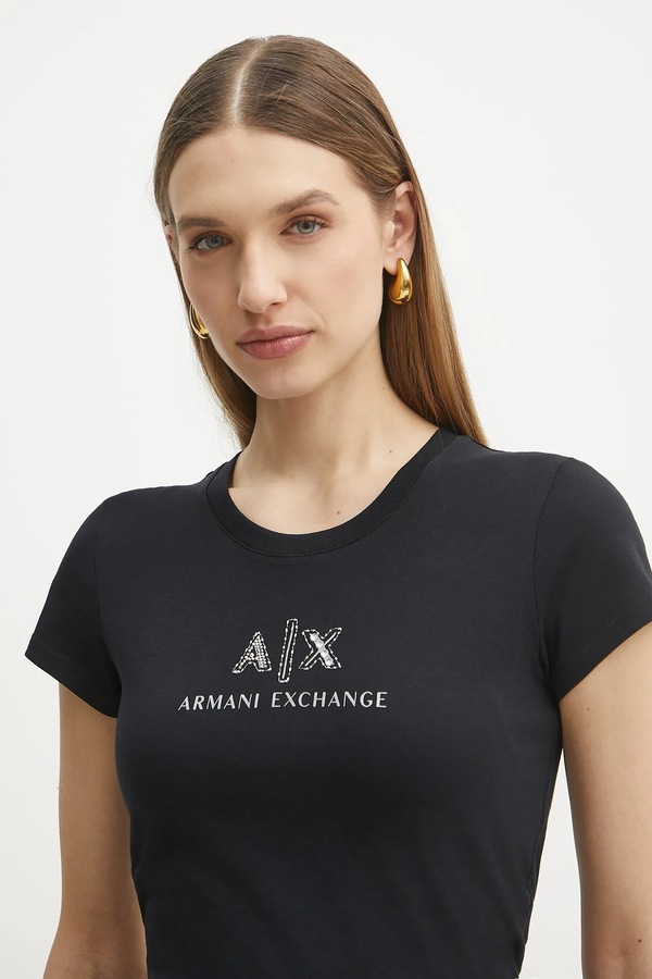 Бавовняна футболка Armani Exchange колір чорний фото 4