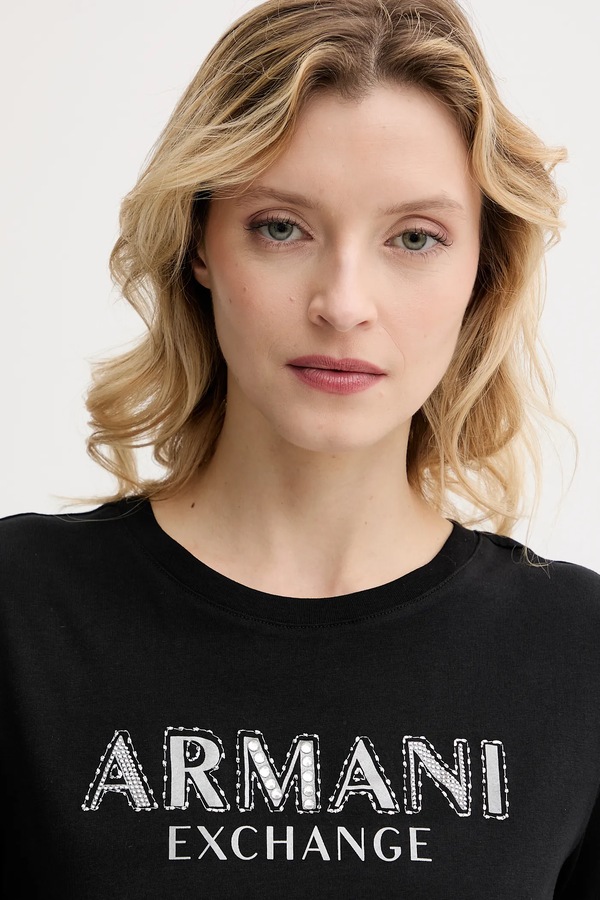 Бавовняна футболка Armani Exchange колір чорний фото 4
