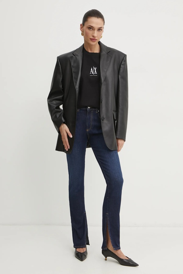 Хлопковая футболка Armani Exchange цвет черный