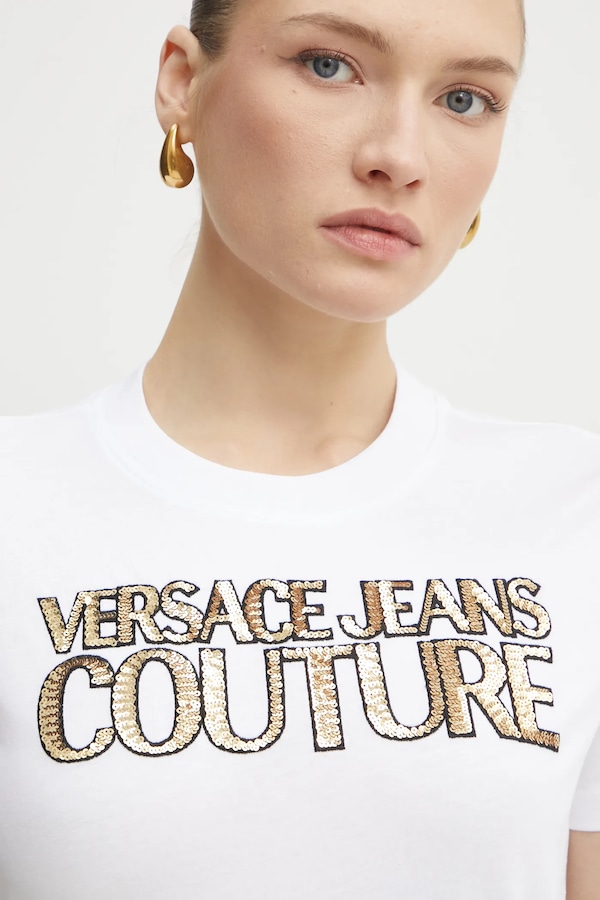 Бавовняна футболка Versace Jeans Couture колір білий фото 4