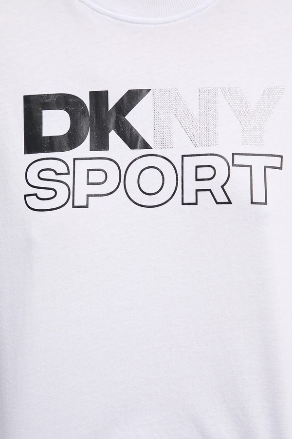 Бавовняний лонгслів DKNY колір білий фото 4