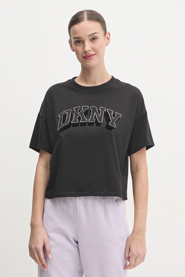 Хлопковая футболка DKNY цвет черный