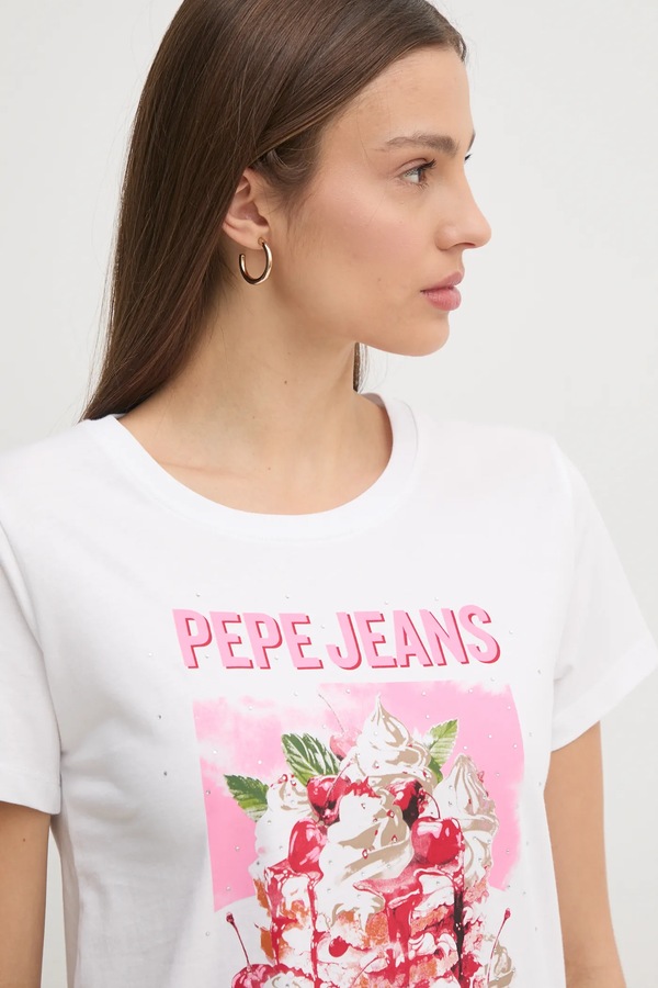 Бавовняна футболка Pepe Jeans RYOKO колір білий фото 4