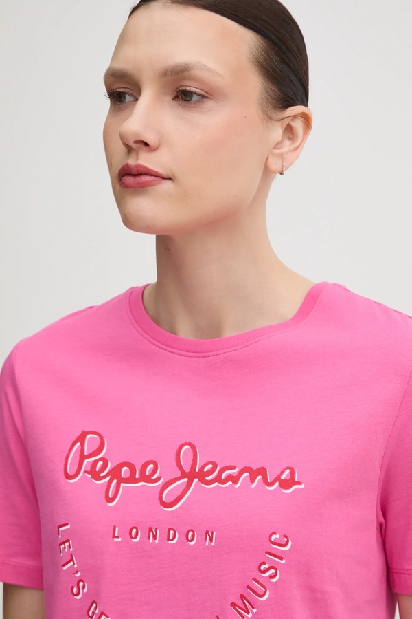 Бавовняна футболка Pepe Jeans RUMER колір рожевий фото 4