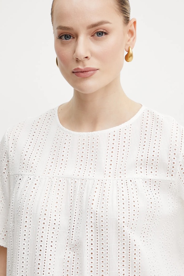 Бавовняна блузка Weekend Max Mara колір білий фото 4