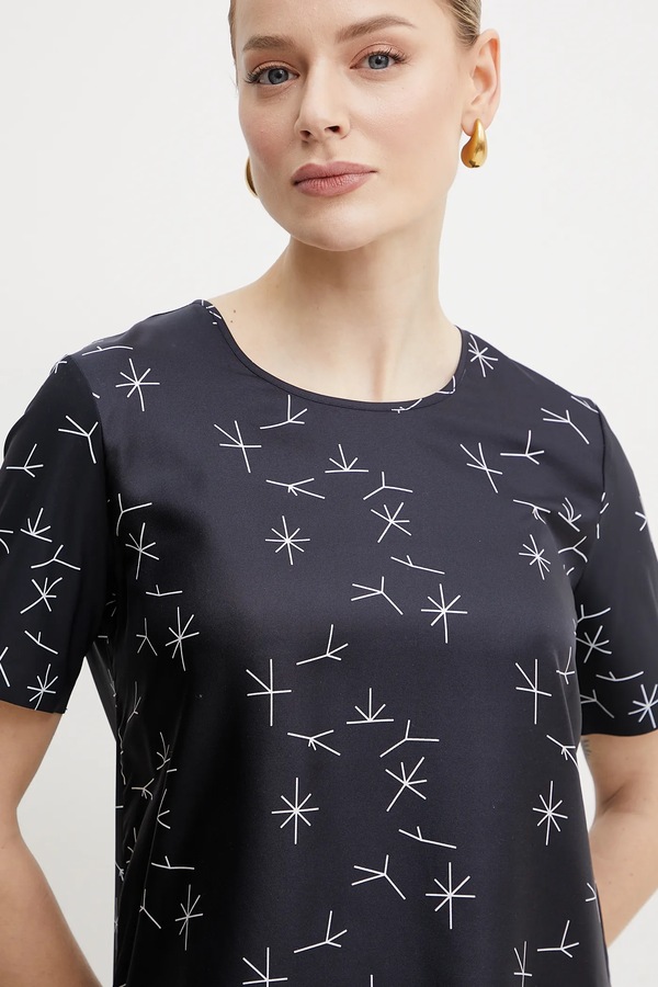 Блузка з домішкою шовку MM by Max Mara колір синій фото 4
