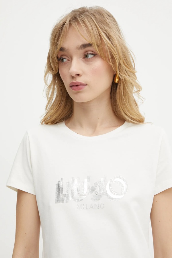 Футболка Liu Jo колір бежевий фото 4