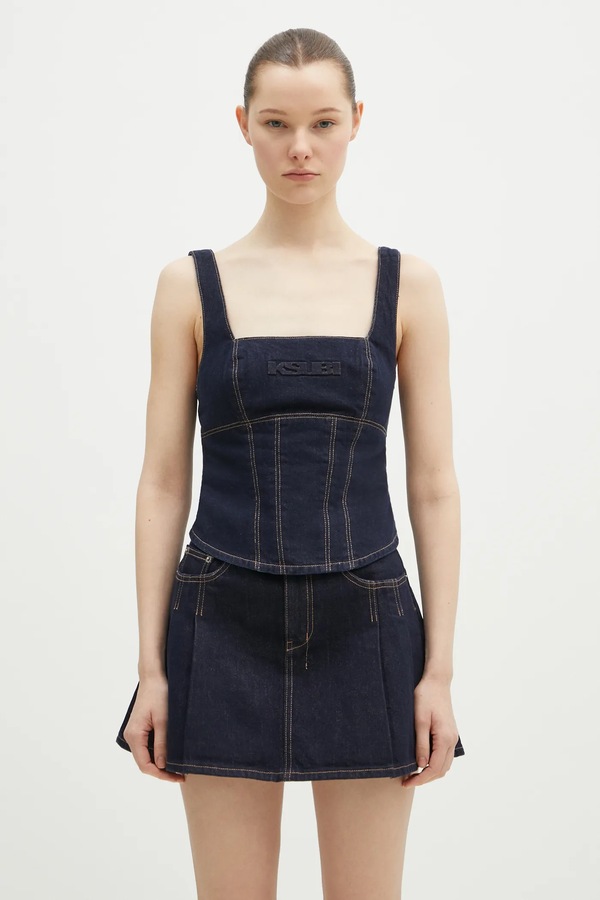 Джинсова блузка KSUBI Hera Bustier Zenith Pop колір синій