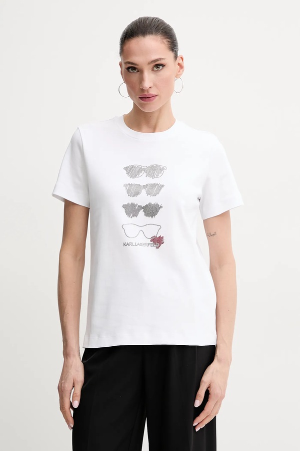 Бавовняна футболка Karl Lagerfeld колір білий