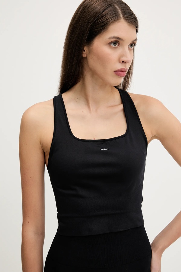 Топ PANGAIA Plant-Stretch Ribbed Tank Top колір чорний фото 4