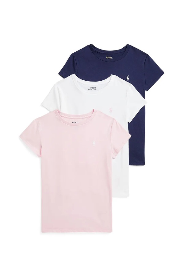 Детская хлопковая футболка Polo Ralph Lauren 3-pack цвет розовый фото 2