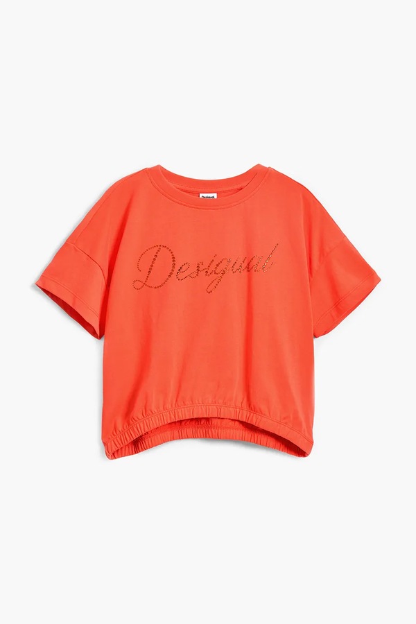 Дитяча бавовняна футболка Desigual колір помаранчевий