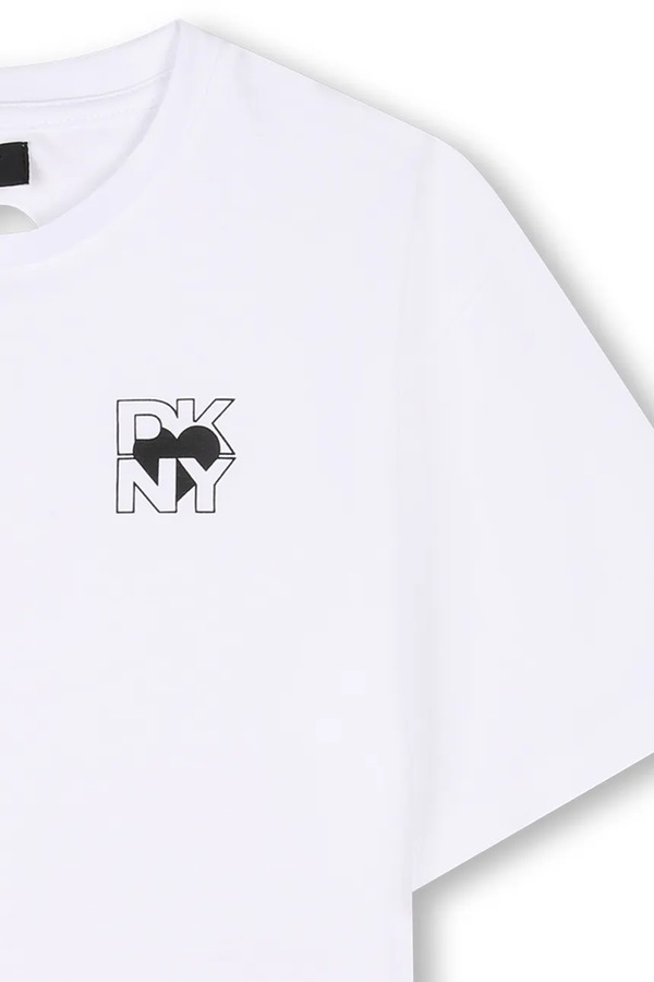 Дитяча бавовняна футболка DKNY колір білий фото 3